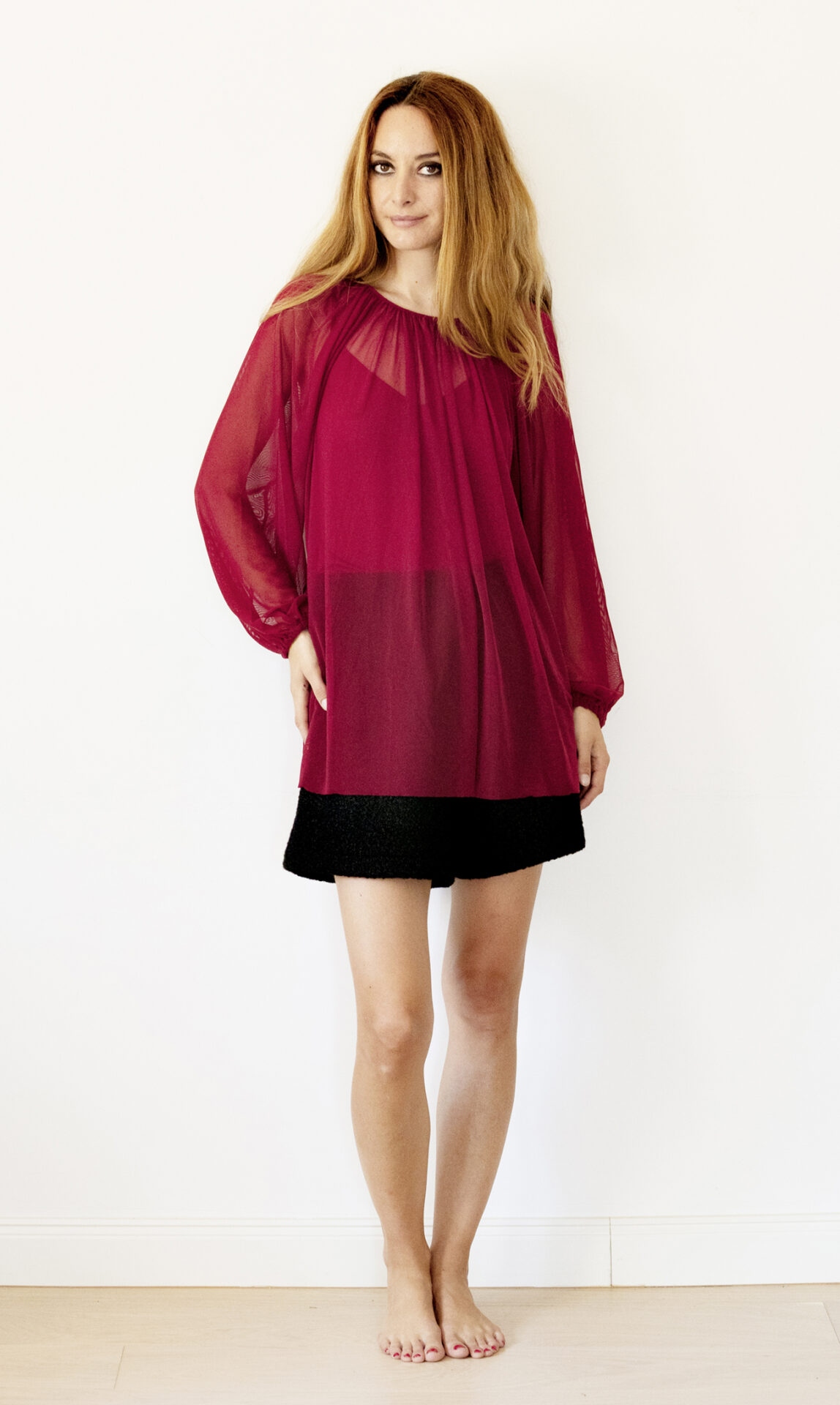 Camicia arricciata in tulle